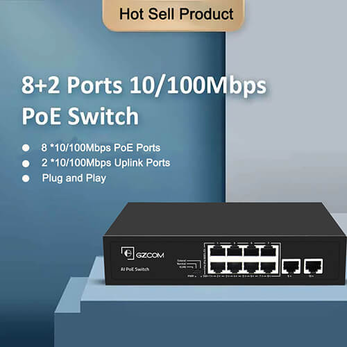 8 Ports 10/100M PoE switch