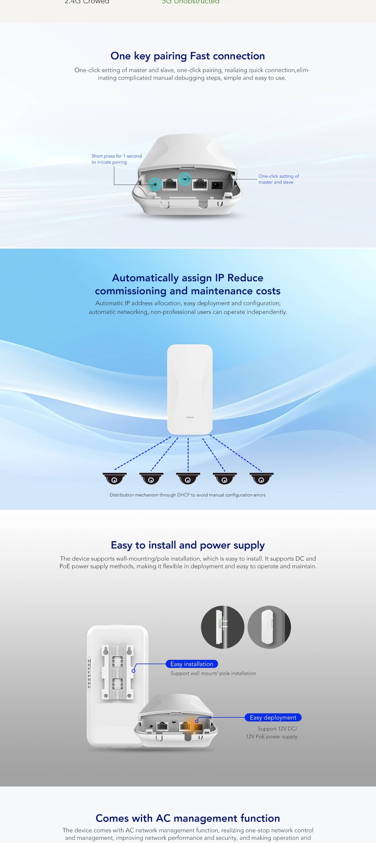 900Mbps 300Meters PTP PtMP Wireless Bridge