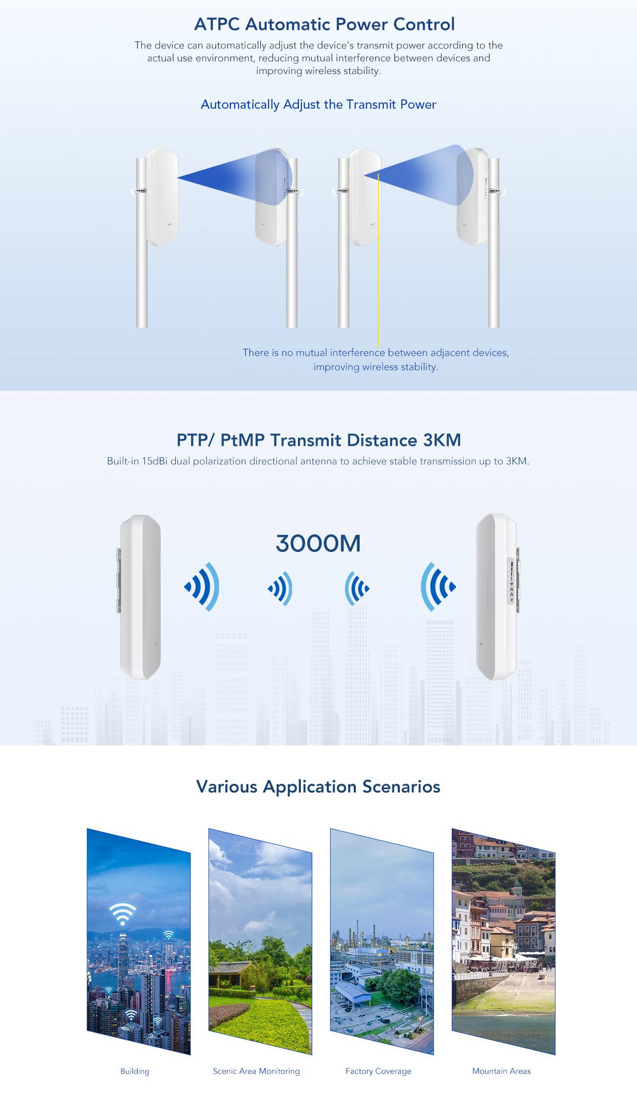 3KM PTP PtMP Wireless Bridge