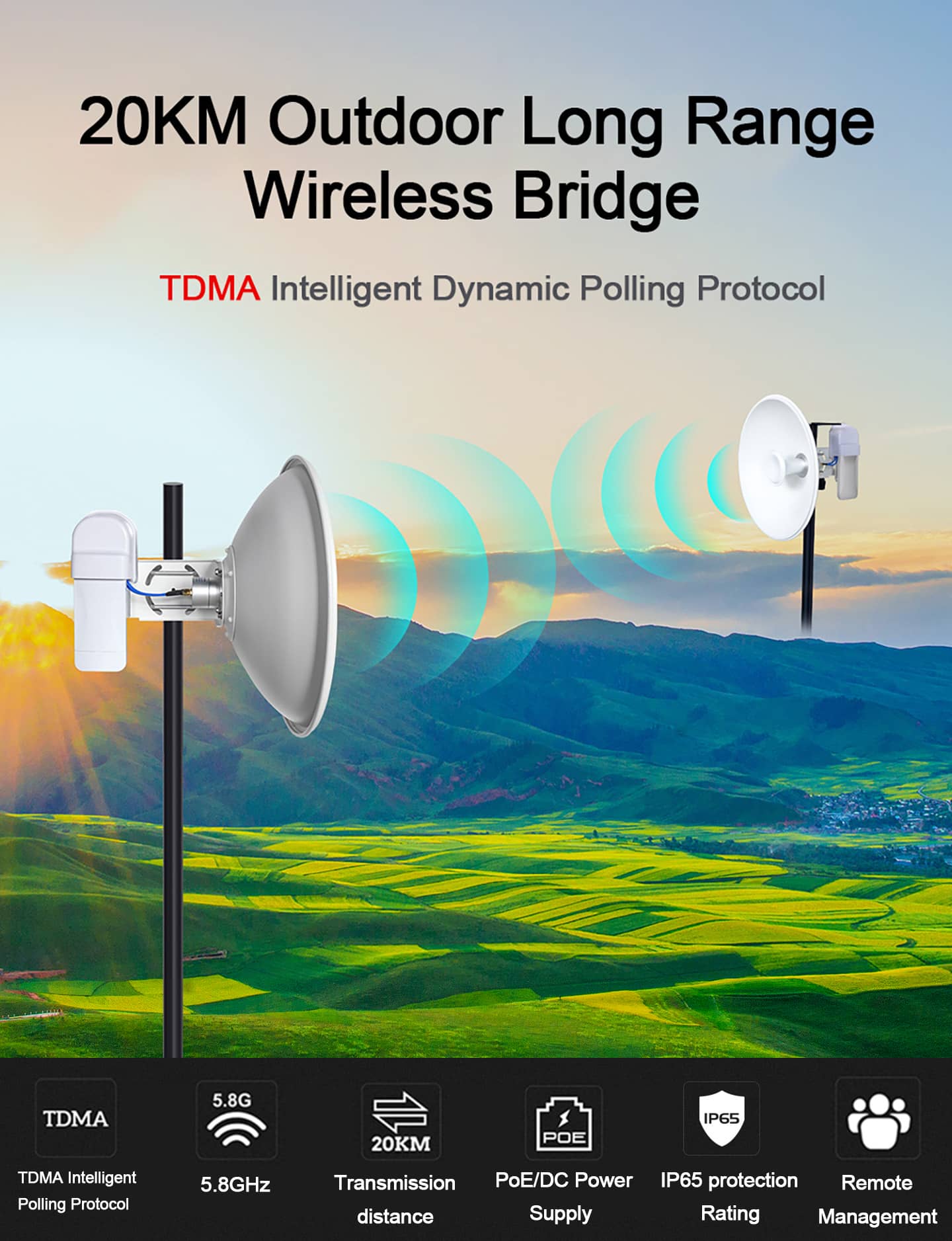 20KM PTP PtMP Wireless Bridge