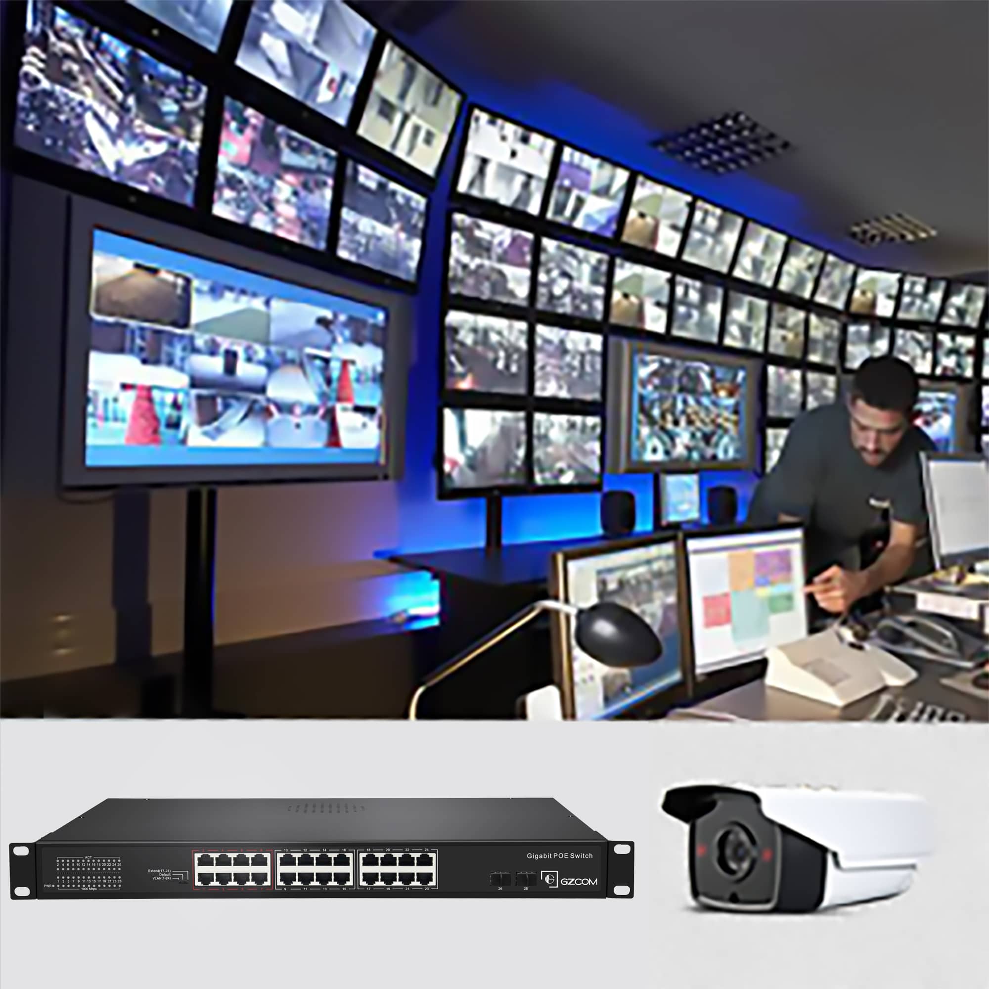 GZCOM 24 port PoE switch.
